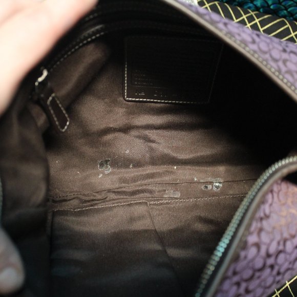 PURPLE WITH BROWN LETTERS COACH HOBO PURSE - Picture 2 of 4